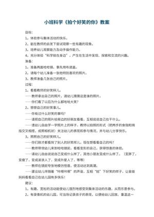 幼儿园小班科学优秀教案《拍个好笑的你》 包含反思预览