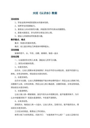 幼儿园大班教案《认识水》 包含反思预览