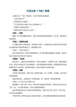 幼儿园大班主题教案《飞机》 包含反思预览