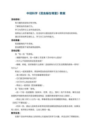 幼儿园中班科学优秀教案《昆虫躲在哪里》 包含反思预览