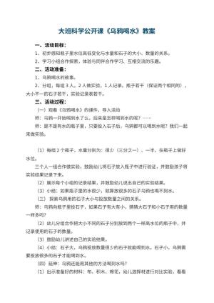 幼儿园大班科学公开课教案《乌鸦喝水》 包含反思预览