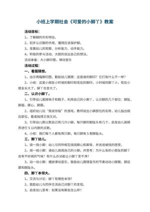 幼儿园小班上学期社会教案《可爱的小脚丫》 包含反思