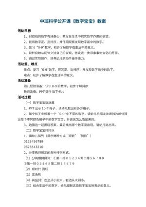 幼儿园中班科学公开课教案《数字宝宝》 包含反思预览