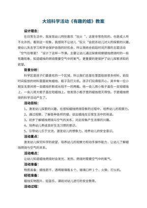 幼儿园大班科学活动教案《有趣的蜡》 包含反思预览