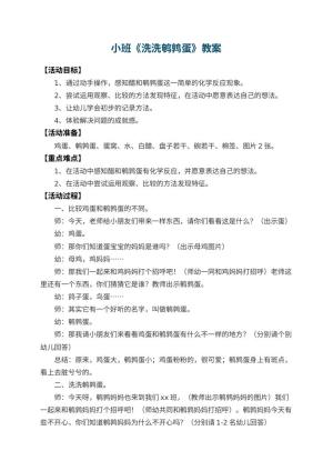 幼儿园小班教案《洗洗鹌鹑蛋》预览