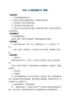 幼儿园中班教案《小袋鼠碰果子》预览