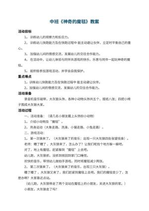 幼儿园中班教案《神奇的魔毯》 包含反思