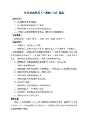 幼儿园小班美术欣赏教案《小黑和小白》 包含反思