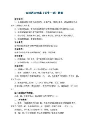 幼儿园大班语言绘本《天生一对》教案 包含反思预览