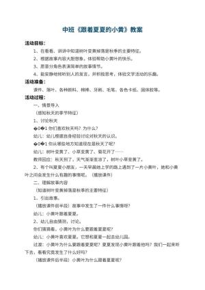 幼儿园中班教案《跟着夏夏的小黄》预览