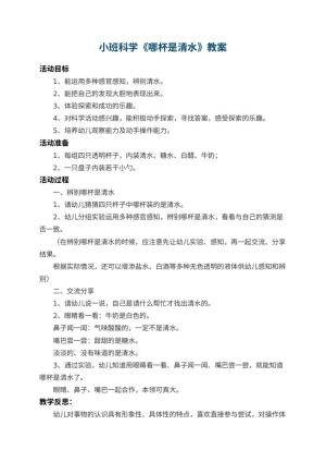 幼儿园小班科学教案《哪杯是清水》 包含反思