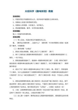 幼儿园大班科学优秀教案《趣味拼搭》 包含反思预览