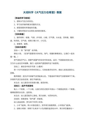 幼儿园大班科学教案《大气压力在哪里》预览