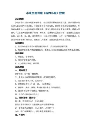 幼儿园小班主题详案教案《我的小脚》 包含反思预览