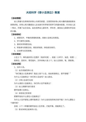 幼儿园大班科学教案《使小丑倒立》 包含反思预览