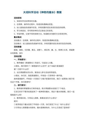 幼儿园大班科学活动教案《神奇的魔水》 包含反思预览