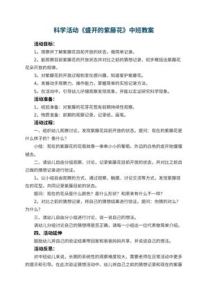 幼儿园科学活动《盛开的紫藤花》中班教案 包含反思