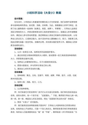 幼儿园小班科学活动教案《大变小》 包含反思预览