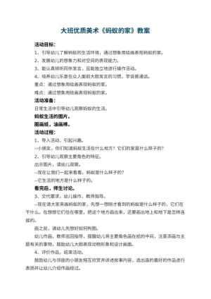 幼儿园大班优质美术教案《蚂蚁的家》 包含反思预览
