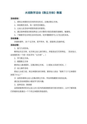 幼儿园大班数学活动教案《数立方体》预览