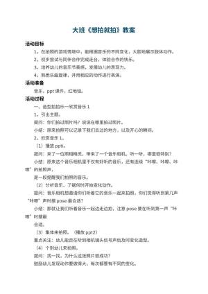 幼儿园大班教案《想拍就拍》 包含反思预览