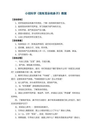 幼儿园小班科学教案《我有耳朵和鼻子》预览