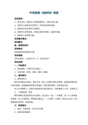 幼儿园中班健康教案《抛接球》 包含反思预览