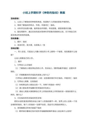 幼儿园小班上学期科学教案《神奇的指纹》 包含反思预览