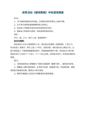 幼儿园体育活动《端球赛跑》中班游戏教案预览