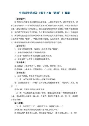 幼儿园中班科学游戏教案及《影子上有“眼睛”》 包含反思预览