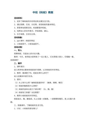 幼儿园中班教案《蚂蚁》预览