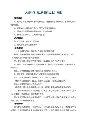 幼儿园大班科学优秀教案《肚子里的宝宝》 包含反思预览