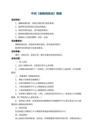 幼儿园中班教案《蜘蛛网商店》 包含反思预览