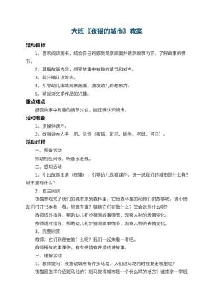 幼儿园大班教案《夜猫的城市》 包含反思