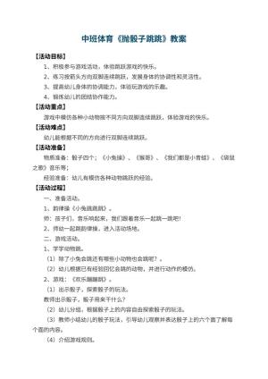 幼儿园中班体育教案《抛骰子跳跳》 包含反思预览