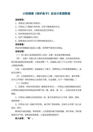 幼儿园小班健康教案《保护鼻子》含设计意图 包含反思预览