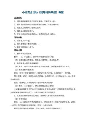 幼儿园小班安全活动教案《我等妈妈来接》 包含反思