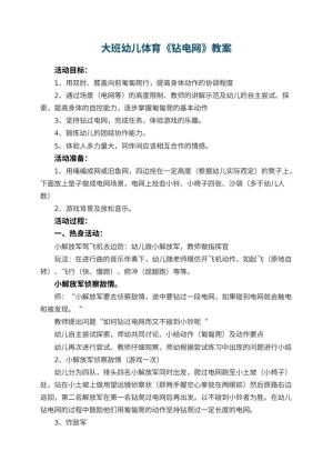 幼儿园大班幼儿体育教案《钻电网》 包含反思预览