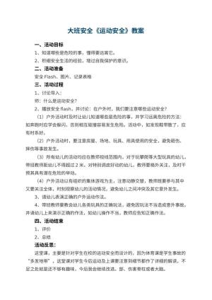 幼儿园大班安全优秀教案《运动安全》 包含反思预览