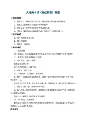 幼儿园大班美术课教案《蚂蚁的家》 包含反思预览