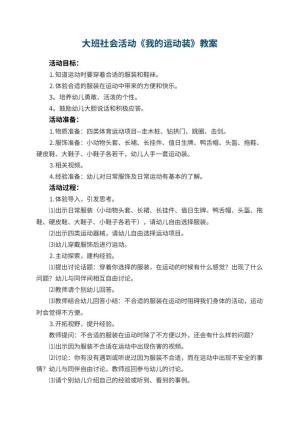 幼儿园大班社会活动《我的运动装》 包含反思预览