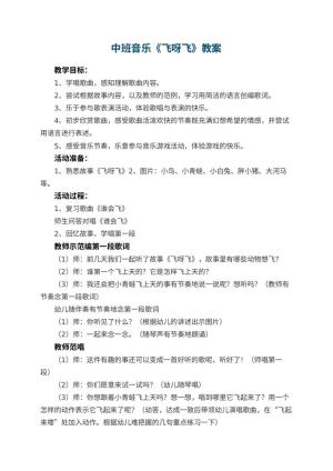 幼儿园中班音乐优秀教案《飞呀飞》 包含反思预览