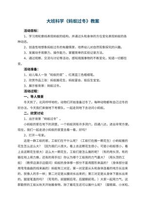 幼儿园大班科学教案《蚂蚁过冬》 包含反思