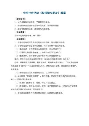 幼儿园中班社会活动教案《和翅膀交朋友》预览