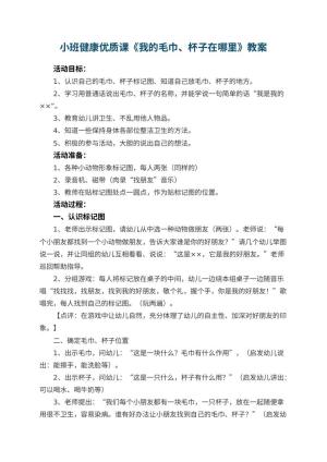 幼儿园小班健康优质课教案《我的毛巾、杯子在哪里》 包含反思预览
