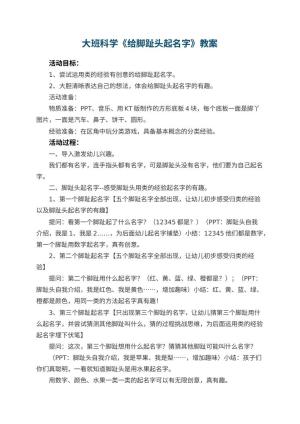 幼儿园大班科学教案《给脚趾头起名字》预览