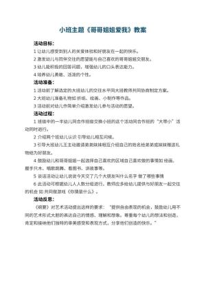 幼儿园小班主题优秀教案《哥哥姐姐爱我》 包含反思预览