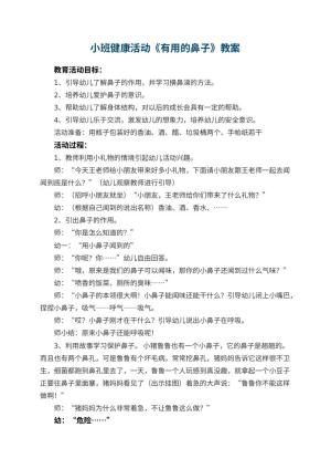 幼儿园小班健康活动优秀教案《有用的鼻子》 包含反思预览