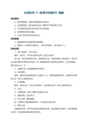 幼儿园大班科学教案《一粒种子的旅行》 包含反思