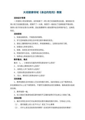 幼儿园大班健康领域《身边的危险》教案 包含反思